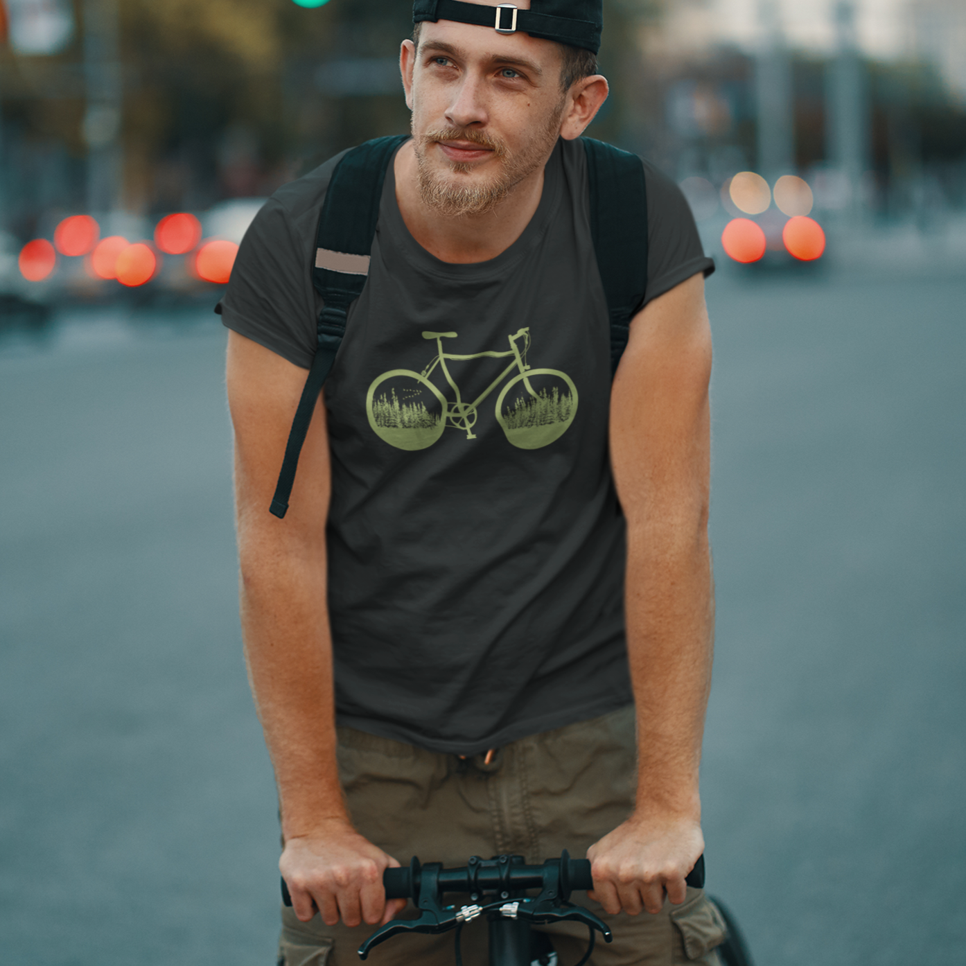 Vélo forêt-KM54-T-shirt homme/unisexe